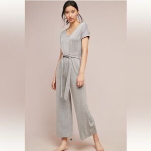 Anthropologie Ella Mara Juniper Gray Striped Women's Tie-Front Jumpsuit size xs